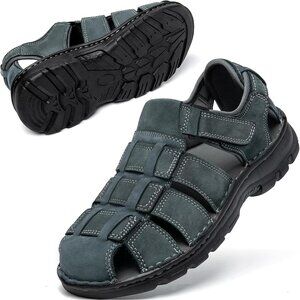 👑Men's Hiking Sandals Gray Leather Athletic Casual Outdoor Sports Shoes